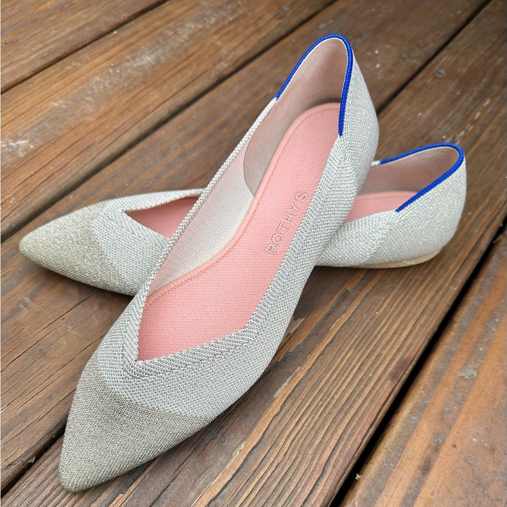 Rothy’s The Point Diamond Metallic flats | pointed toe silver sparkle rothys